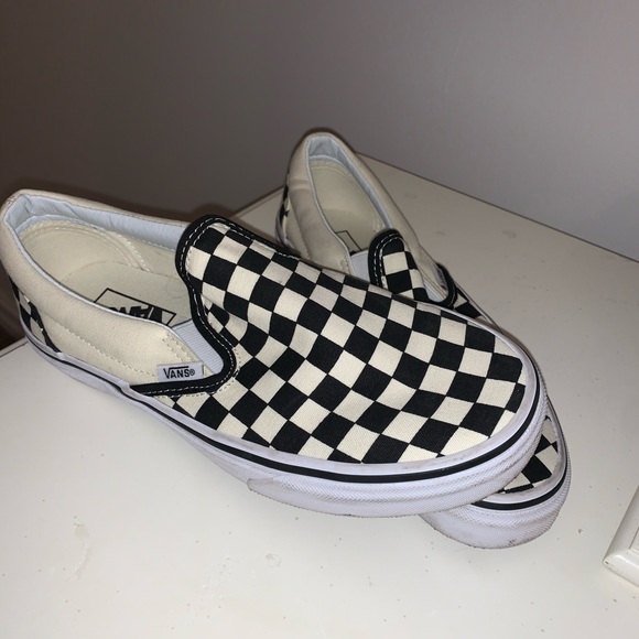 Vans Shoes - Black and white checkered slip on vans